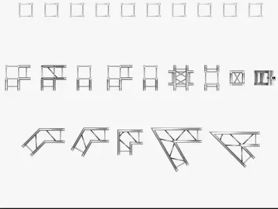 Square Truss Standard 25 Modular Pieces 3D print model