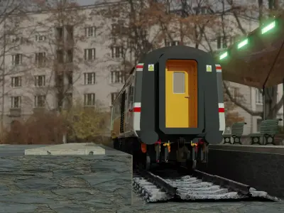 train station with train 3D model