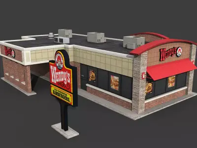 Wendys Restaurant Low-poly 3D model