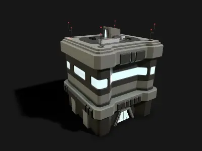 Lowpoly Modular Scifi Building  Low-poly 3D model