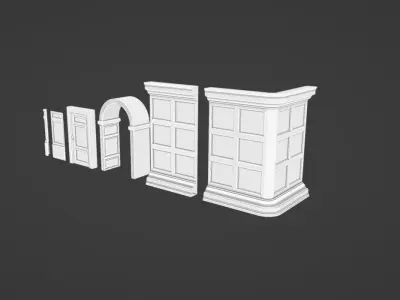 Old Mansion Modular Interior Low-poly 3D model