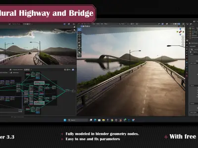 Procedural Highway and Bridge Generator 3D model