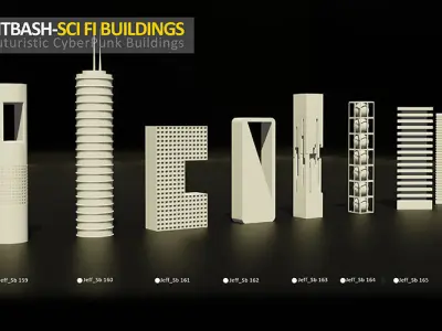 50 Kitbash Sci Fi Buildings kit 2 3D model