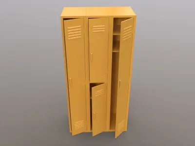 PBR School Gym Locker 04 - Yellow Low-poly 3D model