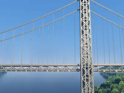 3D George Washington Bridge with Tollbooth  New York model 3D model