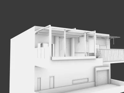roofgareden building with balconies and balconies 3D model