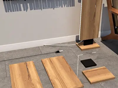 wooden floor lamp 3d model Low-poly 3D model