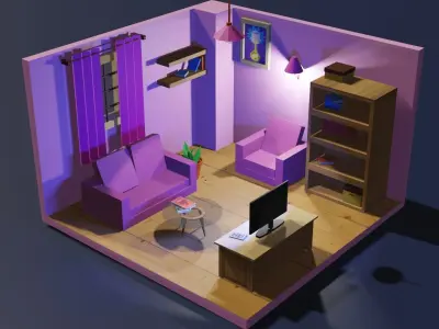 Low Poly Living Room 3D model