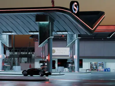 Cyberpunk Gas Station 3D model