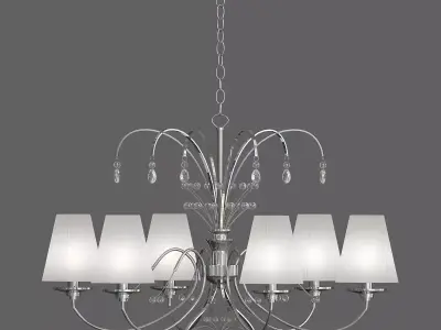Pendant light chandelier in chrome with shades 3D model