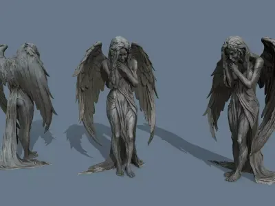 angel statue  Low-poly 3D model