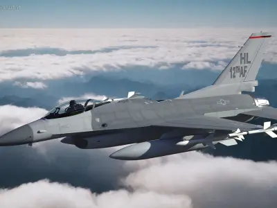  Fighter F-16 with Pilot and Missile Launcher LAU-129 Rigged for Cinema 4D 