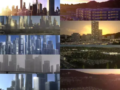 Freeway City and Suburbs Collection 3D Model Pack