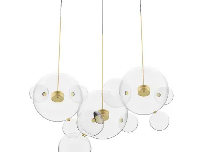 Golden Ceiling Lamp with Glass Shades 3D model