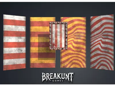 Horror Circus Panel with Wall Panel 2 - 2 assets Low-poly 3D model