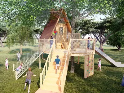 grove wooden game cabin playground 3D model