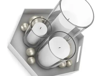 White Candles Set 3D model