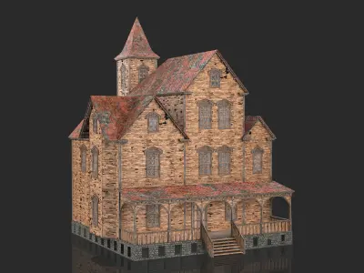 Old Medieval Abandoned House 1 3D model
