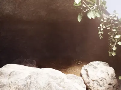 Cave V5 - Chamber with Vegetation and Stone Rocks Formations  3D model