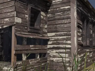 Abandoned Wooden House Game Ready PBR Textured 2K Low Poly Model Low-poly 3D model