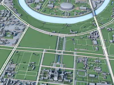 Part of Moscow City Russia 3D model