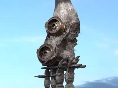 Alien meteor solar rod 3D 3D model