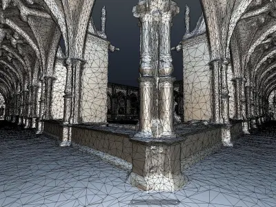 Gothic cathedral cloister full photogrammetry scan 3D model
