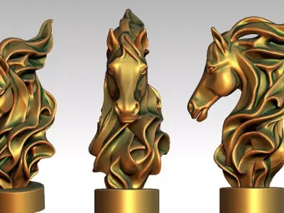 stylized horse statue 3D print model