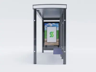German Berlin Modern Bus Stop Shelter 3D model