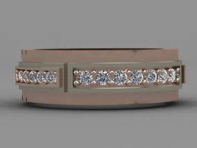 Rose Gold Men Diamond Ring 3D print model 3D print model 3
