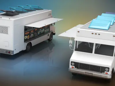  Solar Roof Snack Truck with Interior White Rigged for Maya 