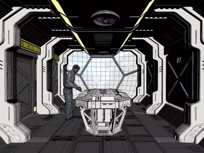 Modular sci-fi spaceship interior 3D model 3D model