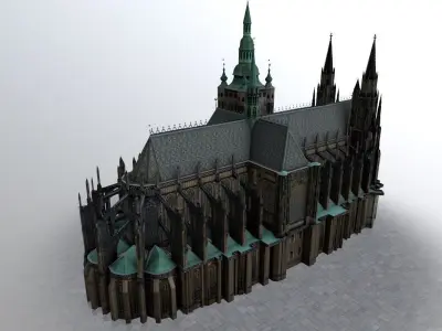 Prague Vitus Cathedral Low-poly 3D model