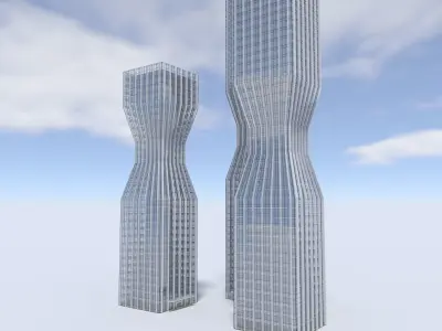 Tower 5 two skyscrapers - two skyscrapers 3D model