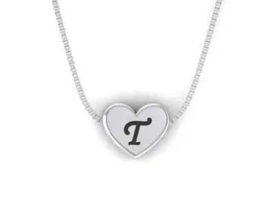 Pendant initial heart T 3D print model