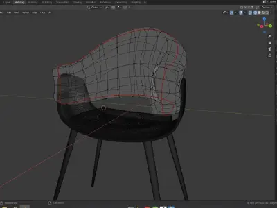 Chair modern with wooden legs 3D model