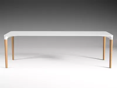 Beam dining table with wooden legs 3D model