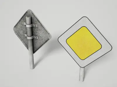 Priority Road Signs Pack Game Ready Vol 3 Low-poly 3D model