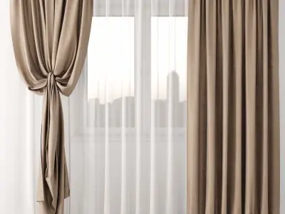 Curtain curtains with window 3D model