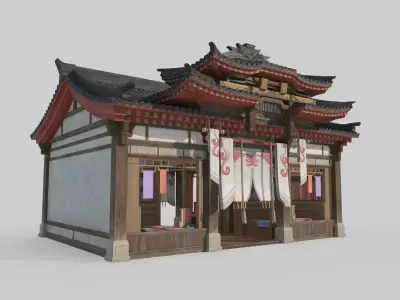 Ancient Asian Architectural Fabric Store 3D model