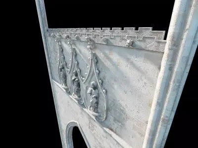 Medieval Church Octogon Bottom Arch - ONLY Low-poly 3D model
