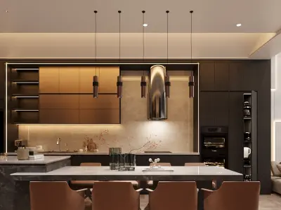 Modern Townhouse with Void Space 3D model