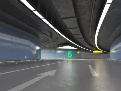 Tileable road tunnel 02 Low-poly 3D model