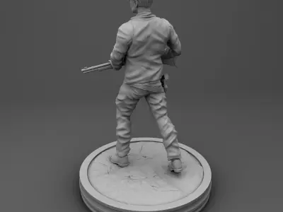 Sheriff statue of cowboy holding gun 3D print model