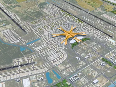 Beijing Daxing Airport 20km Low-poly 3D model