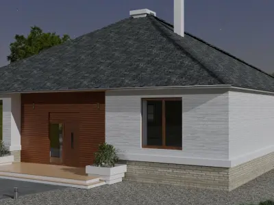 Model of a one story European cottage 3D model