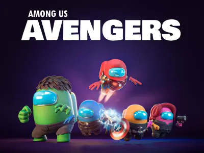 Among Us - Avengers Pack Low-poly 3D model