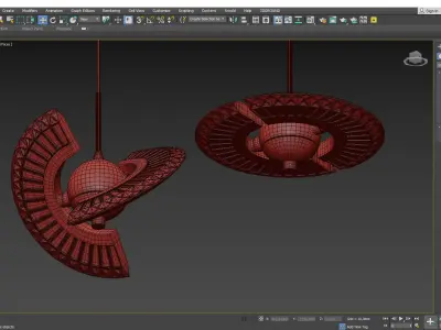 PHOENIX two gold and glass pendant lights Low-poly 3D model