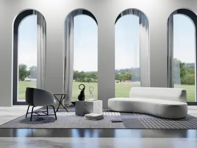 Lounge furniture curve sofa and chair 3d models  3D model