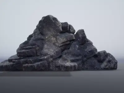 Rock cliff Low-poly 3D model